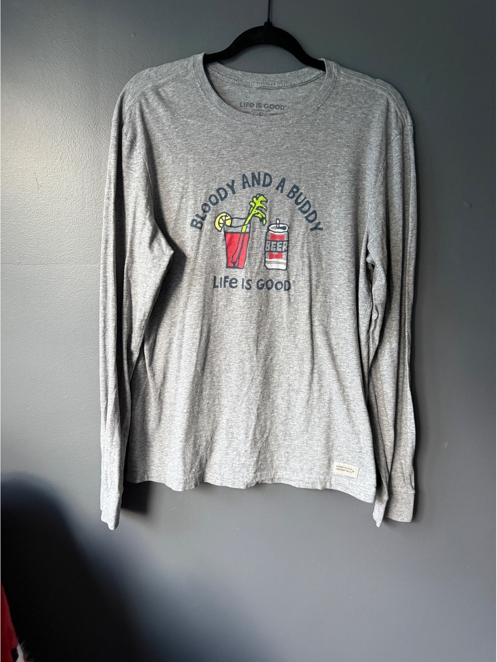 Life is Good Men’s Gray Long Sleeve T-Shirt Size Small